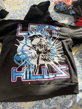 Lost Hills Men's Black Zip-Up Hoodie with Neon Graphic